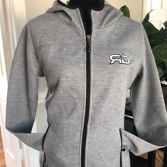 Light Gray Women's Full-Zip Front Tech Hoodie - Picture 2 of 8